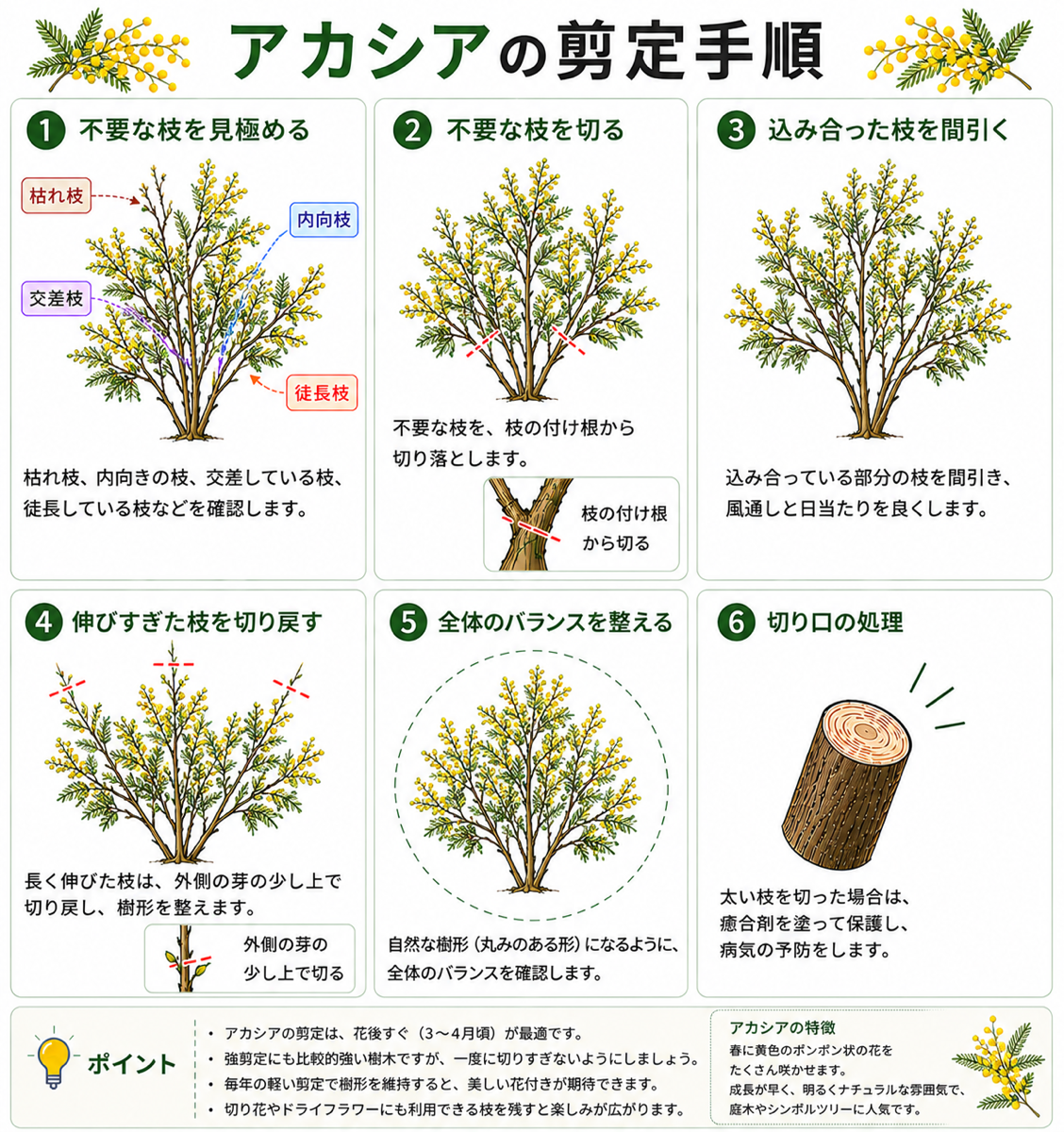アカシアの剪定方法【図解】