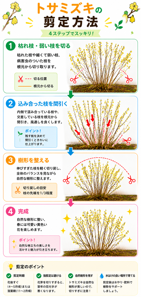 【図解あり】トサミズキの剪定方法 【図解あり】トサミズキの剪定方法