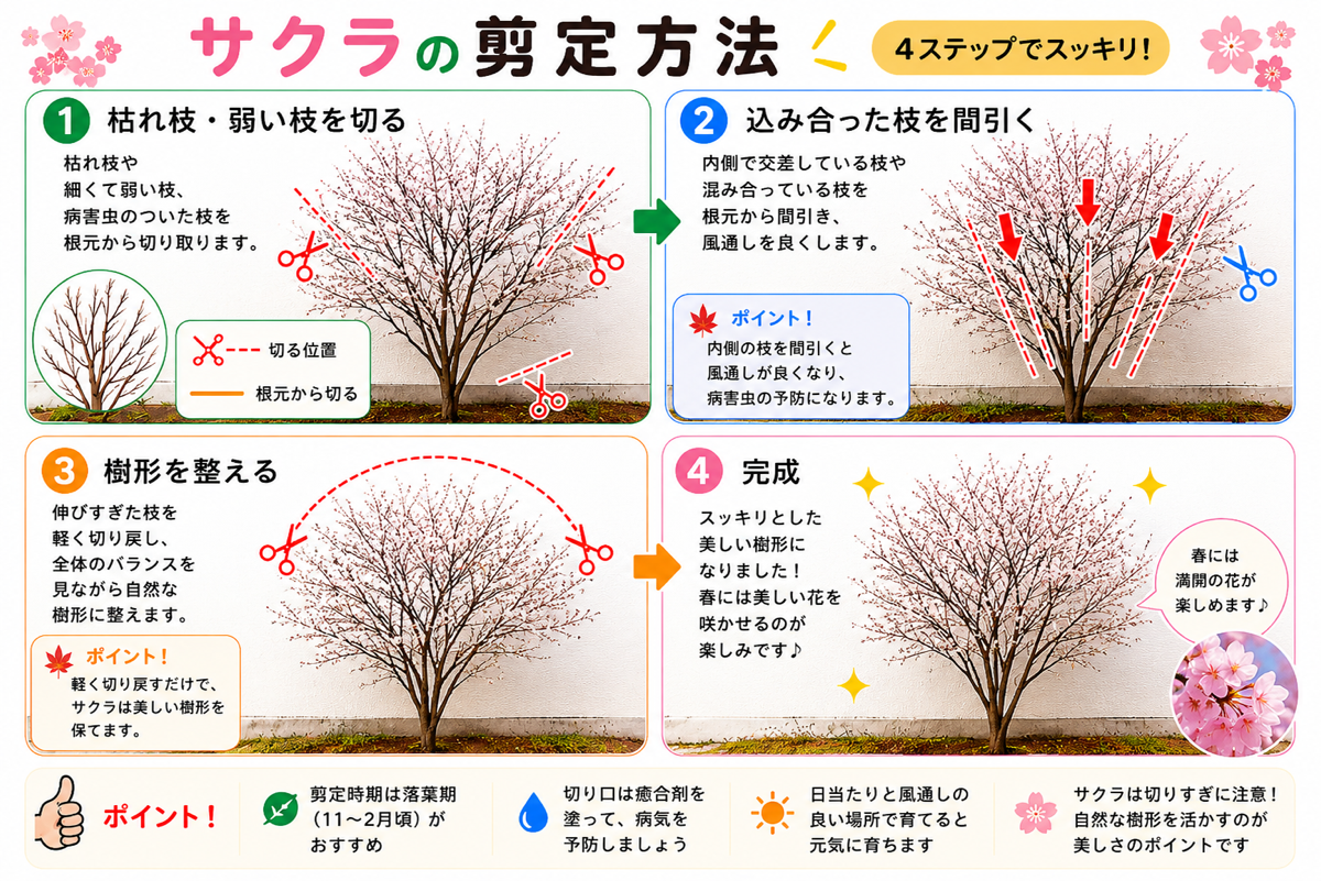 【図解あり】サクラ(桜)の剪定方法
