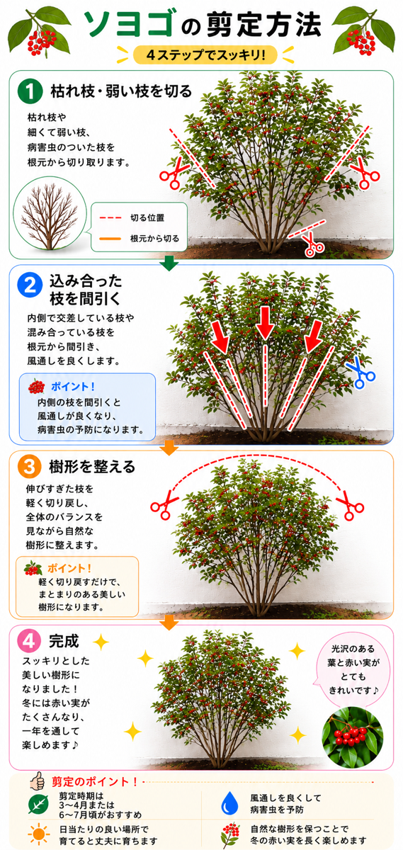 【図解あり】ソヨゴの剪定方法 【図解あり】ソヨゴの剪定方法