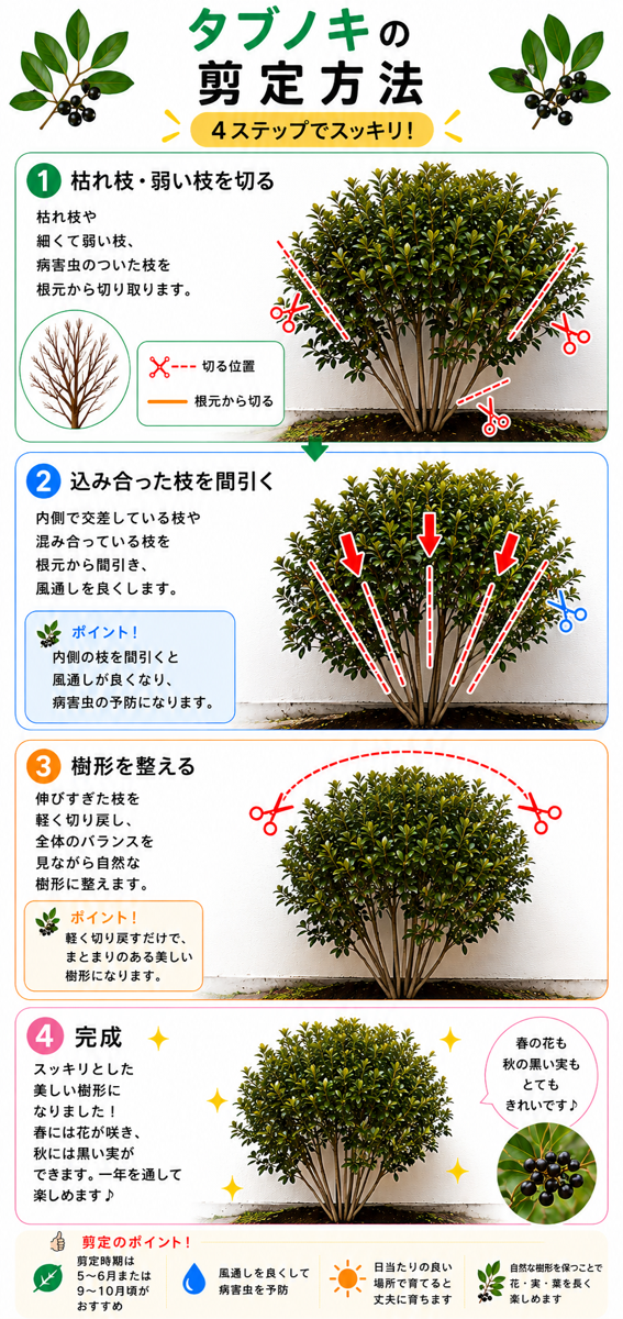 【図解あり】タブノキの剪定方法 【図解あり】タブノキの剪定方法