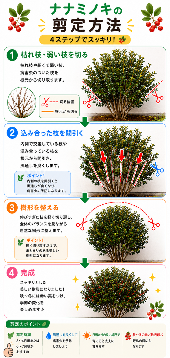 【図解あり】ナナミノキの剪定方法 【図解あり】ナナミノキの剪定方法
