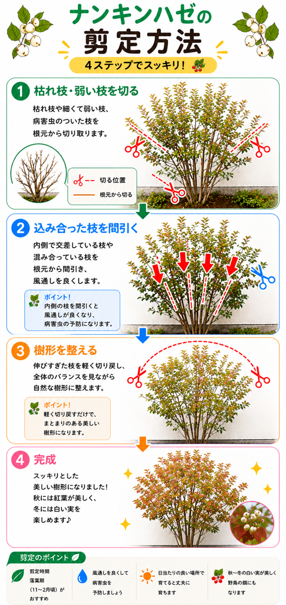 【図解あり】ナンキンハゼの剪定方法 【図解あり】ナンキンハゼの剪定方法