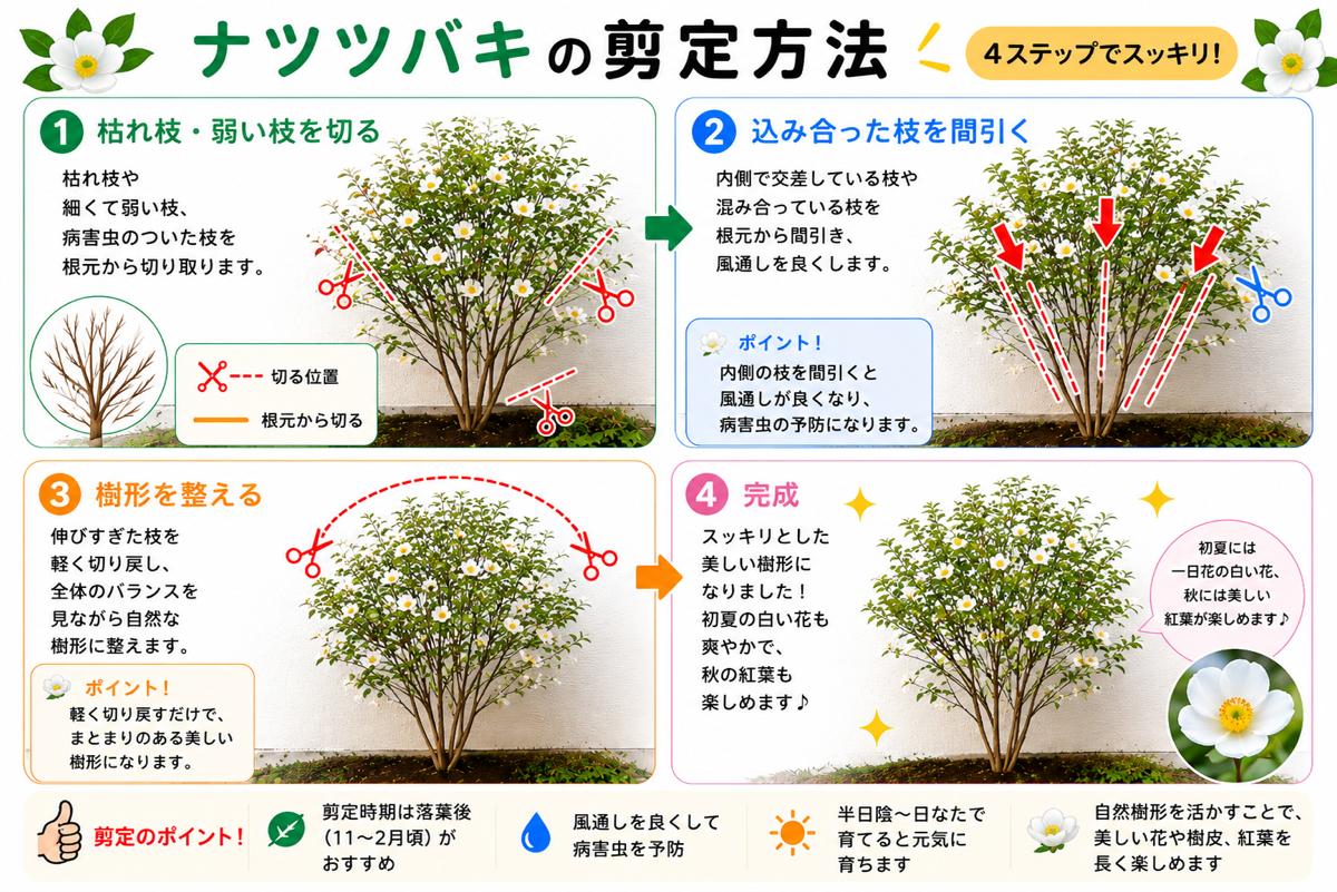 【図解あり】ナツツバキ(シャラノキ)の剪定方法