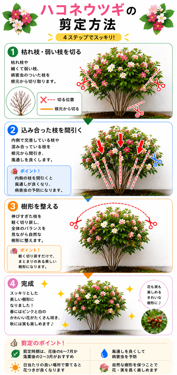 【図解あり】ハコネウツギの剪定方法 【図解あり】ハコネウツギの剪定方法