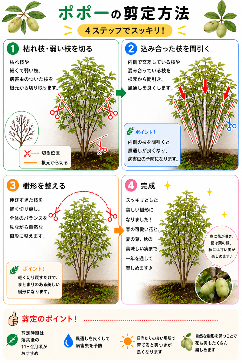 【図解あり】ポポーの剪定方法
