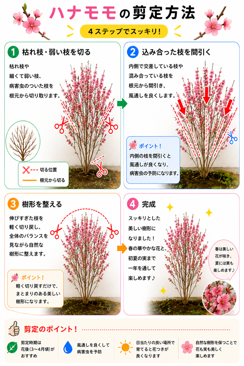 【図解あり】ハナモモの剪定方法