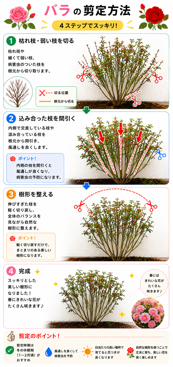 【図解あり】バラの剪定方法 【図解あり】バラの剪定方法