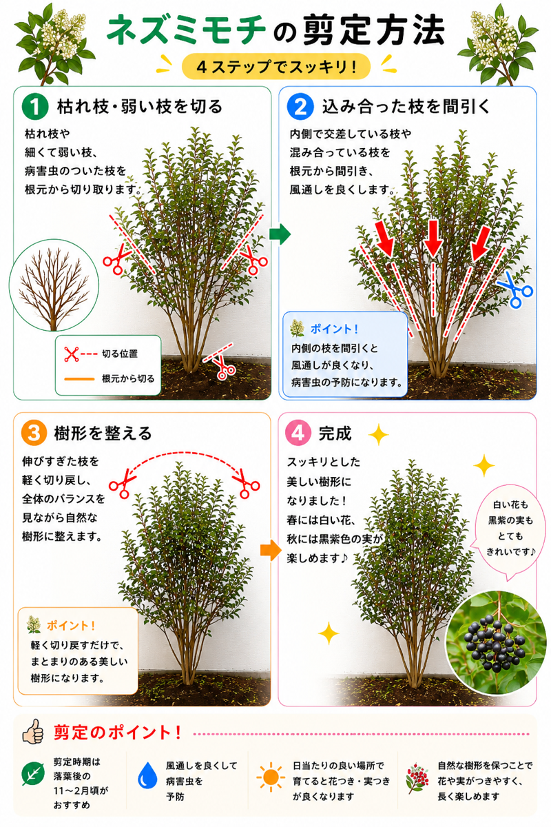 【図解あり】ネズミモチの剪定方法