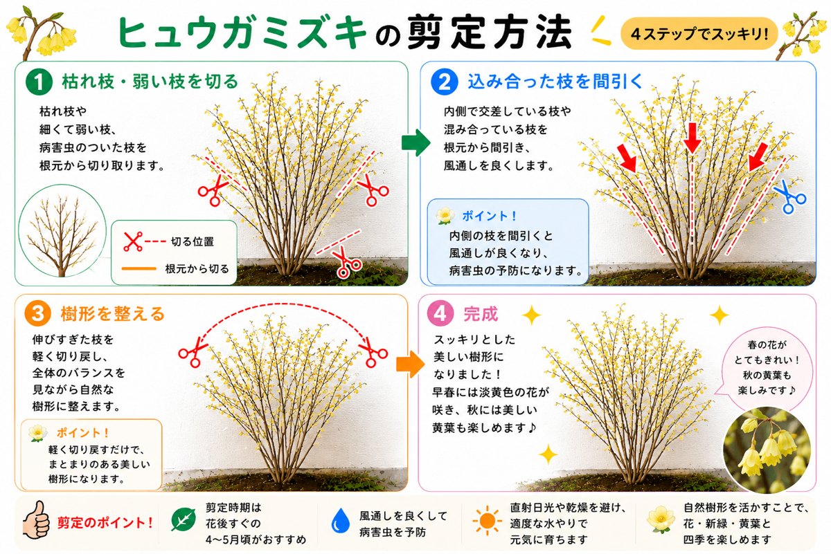 【図解あり】ヒュウガミズキの剪定方法