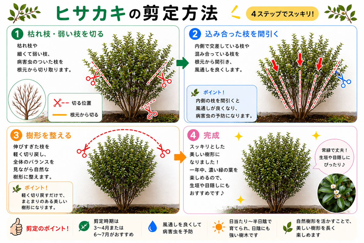 【図解あり】ヒサカキの剪定方法