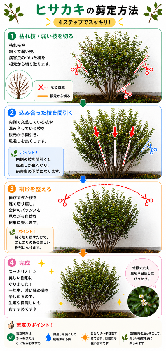 【図解あり】ヒサカキの剪定方法 【図解あり】ヒサカキの剪定方法