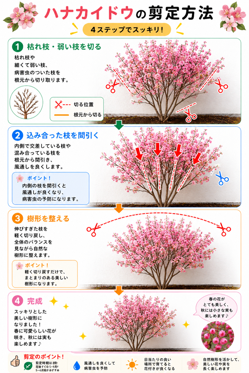 【図解あり】ハナカイドウの剪定方法