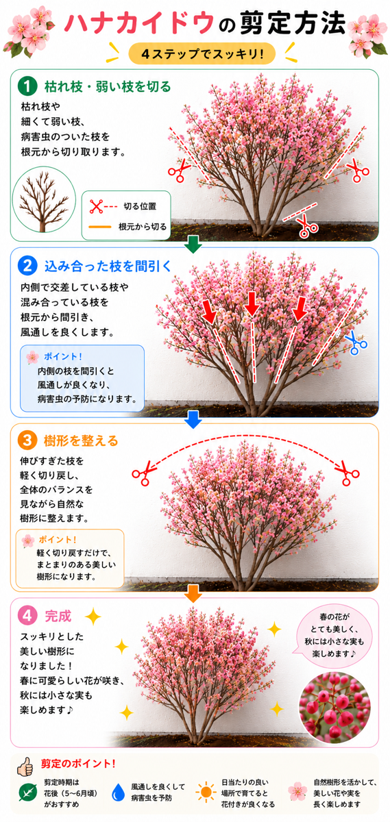 【図解あり】ハナカイドウの剪定方法 【図解あり】ハナカイドウの剪定方法