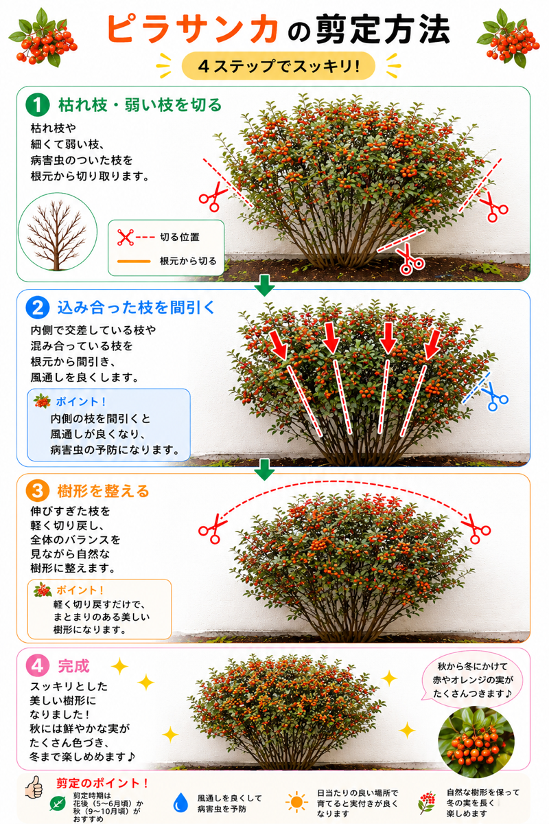 【図解あり】ピラカンサの剪定方法