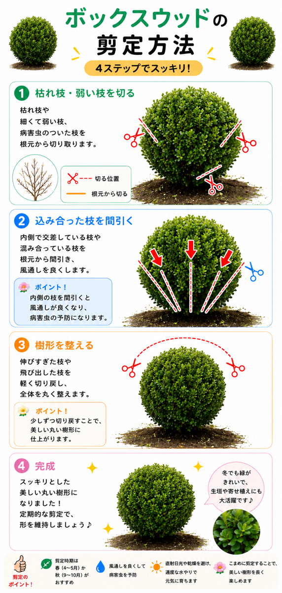【図解あり】ボックスウッドの剪定方法 【図解あり】ボックスウッドの剪定方法