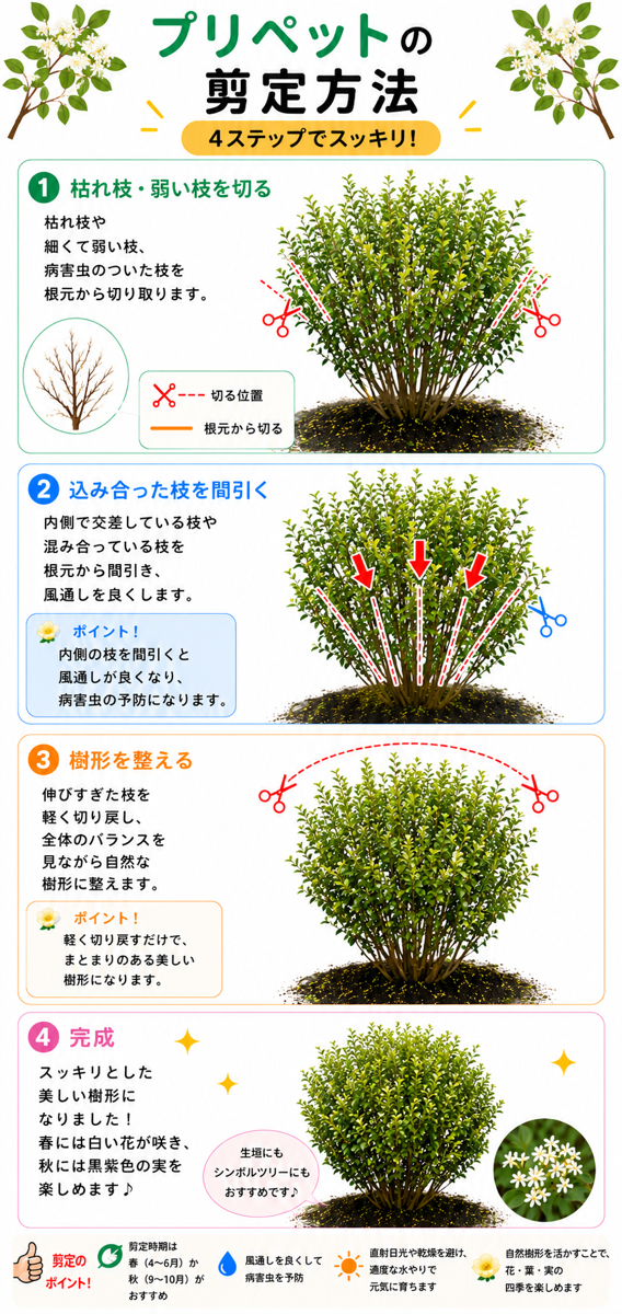 【図解あり】プリペットの剪定方法 【図解あり】プリペットの剪定方法