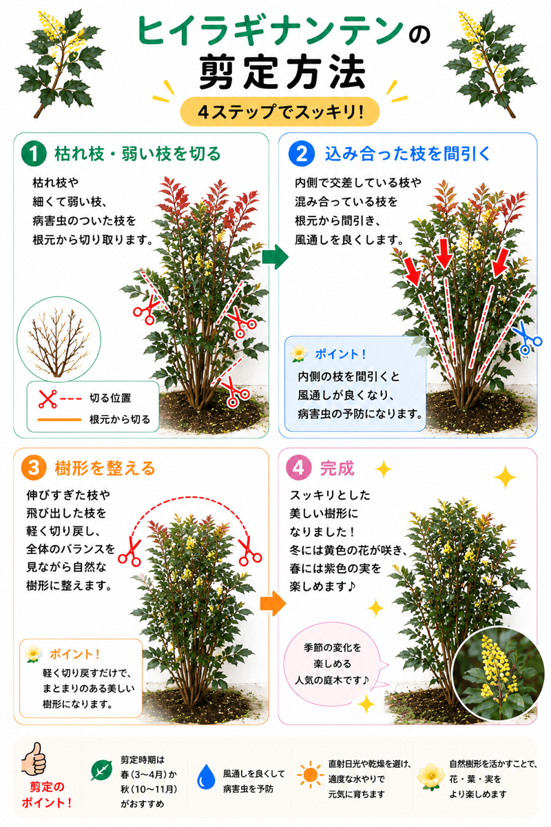 【図解あり】ヒイラギナンテンの剪定方法