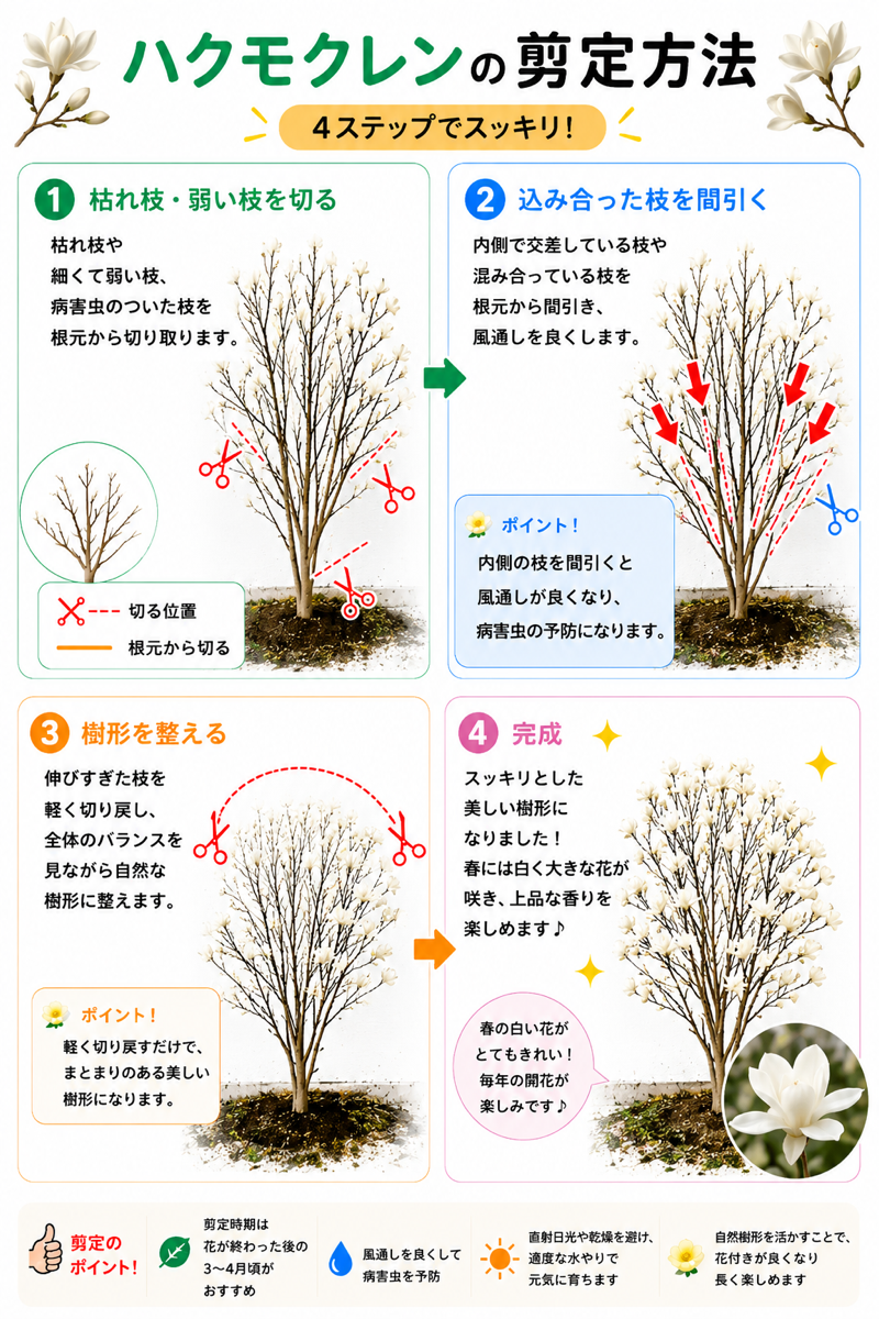 【図解あり】ハクモクレン(マグノリア)の剪定方法