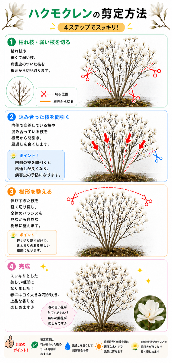 【図解あり】ハクモクレン(マグノリア)の剪定方法 【図解あり】ハクモクレン(マグノリア)の剪定方法