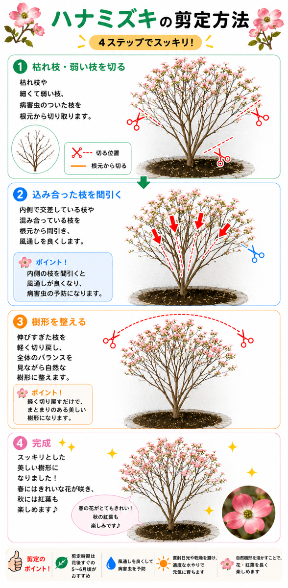 【図解あり】ハナミズキの剪定方法 【図解あり】ハナミズキの剪定方法