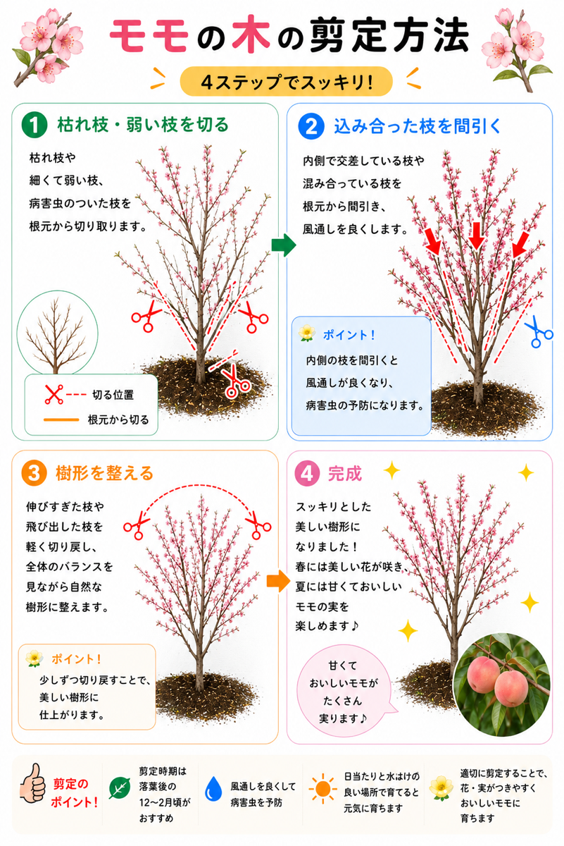 【図解あり】モモの剪定方法