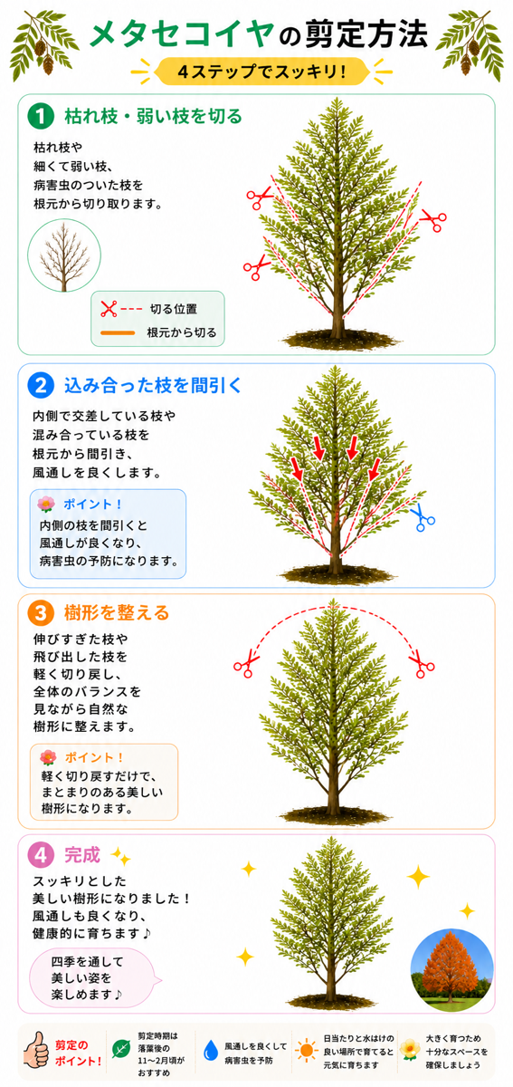 【図解あり】メタセコイアの剪定方法 【図解あり】メタセコイアの剪定方法