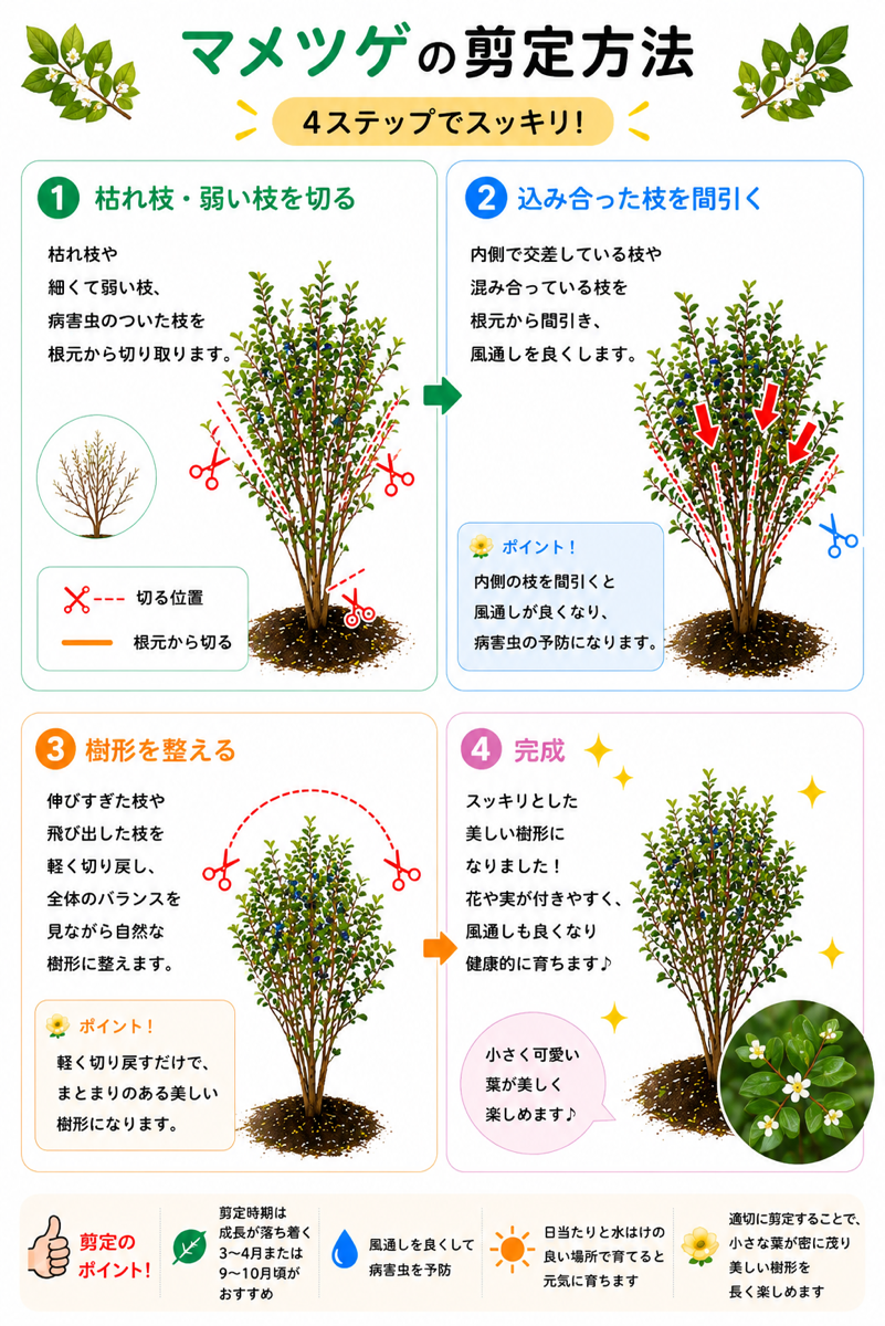 【図解あり】マメツゲの剪定方法