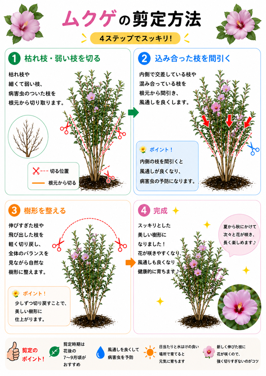 【図解あり】ムクゲの剪定方法