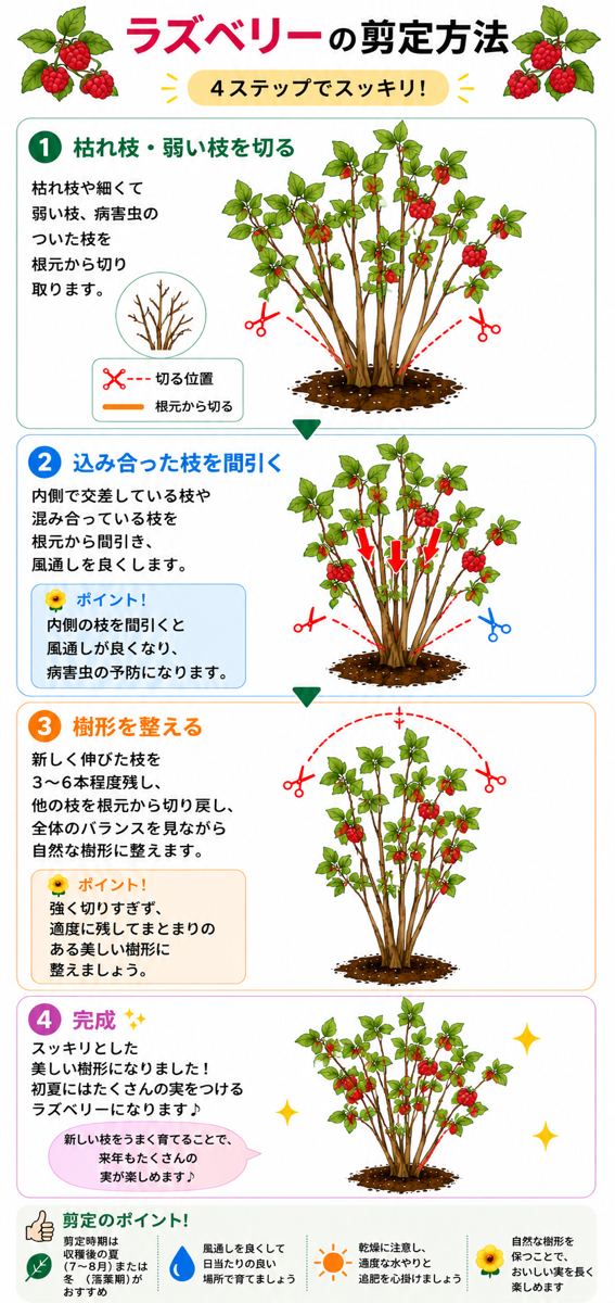 【図解あり】ラズベリーの剪定方法 【図解あり】ラズベリーの剪定方法