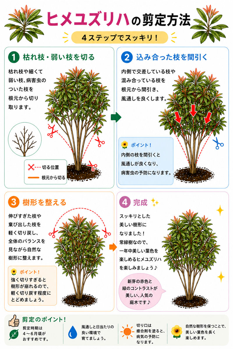 【図解あり】ヒメユズリハの剪定方法