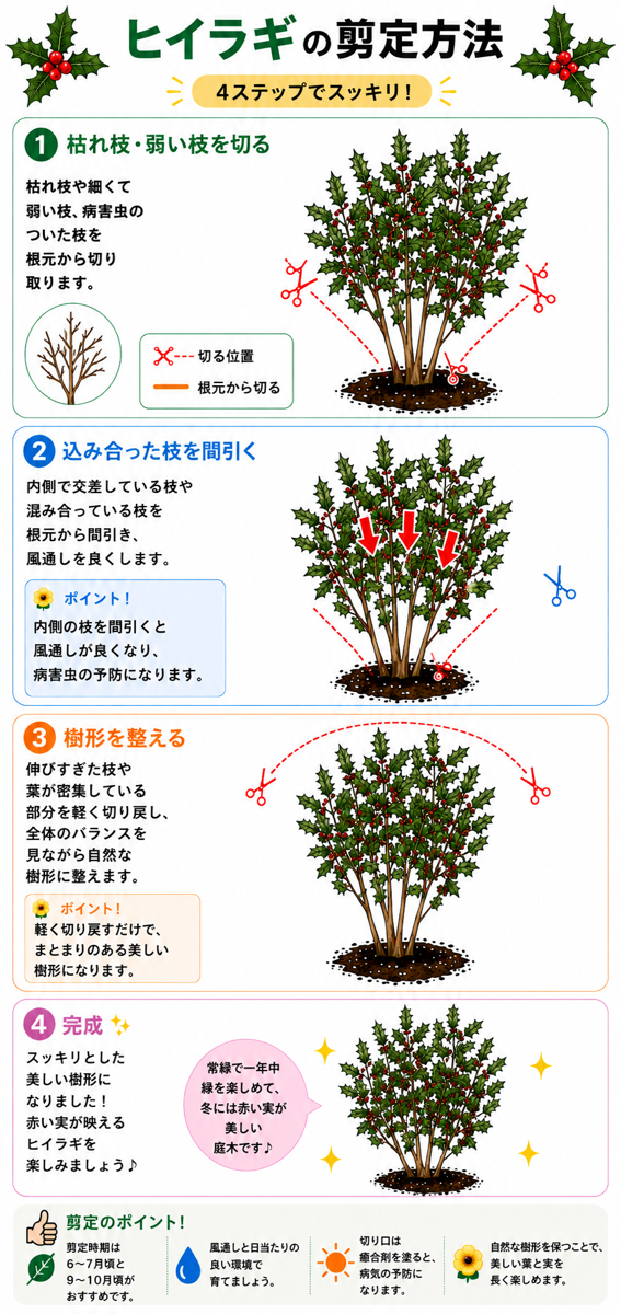 【図解あり】ヒイラギの剪定方法 【図解あり】ヒイラギの剪定方法