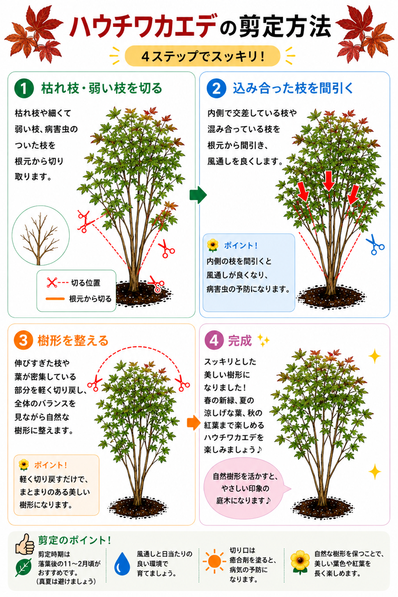 【図解あり】ハウチワカエデの剪定方法