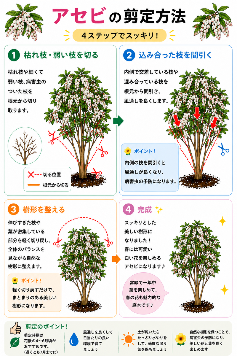 【図解あり】アセビの剪定方法