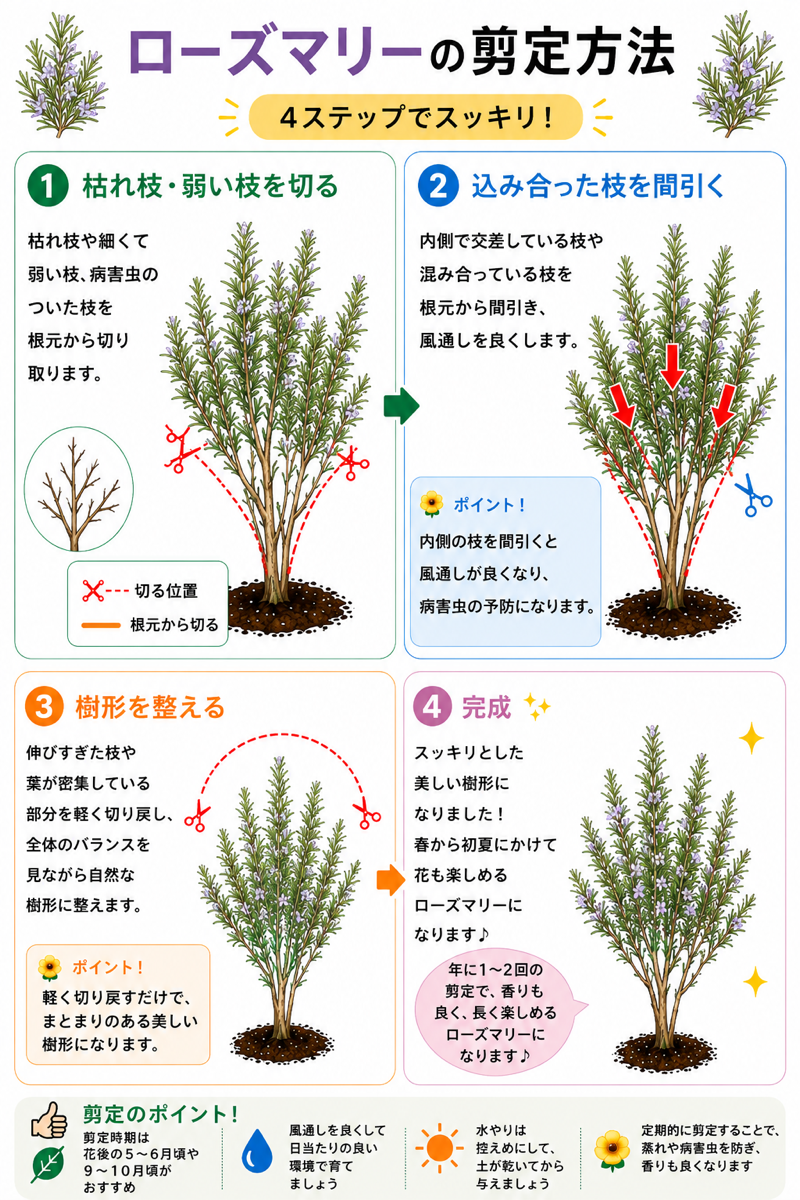 【図解あり】ローズマリーの剪定方法